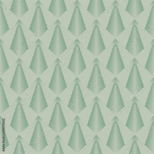 Undecorated Christmas tree matte green gradient background seamless forest pattern