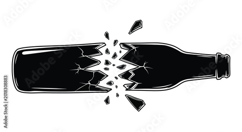 Canvas-taulu Shattered glass bottle illustration a dramatic depiction of destruction and frag