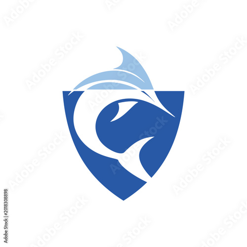 Abstract marlin icons in digital tech style. Suitable for system interface, platform design, software and modern applications.