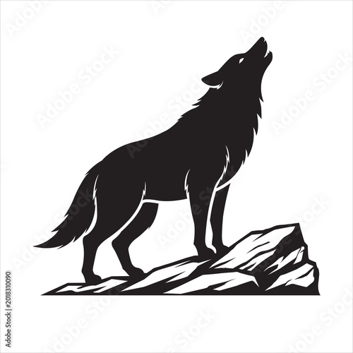 Foto Wolf Silhouette Vector Illustration Wild Predator Animal