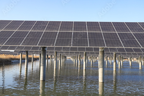 Photos Longitudinal Array View of Floating Solar Power Plant