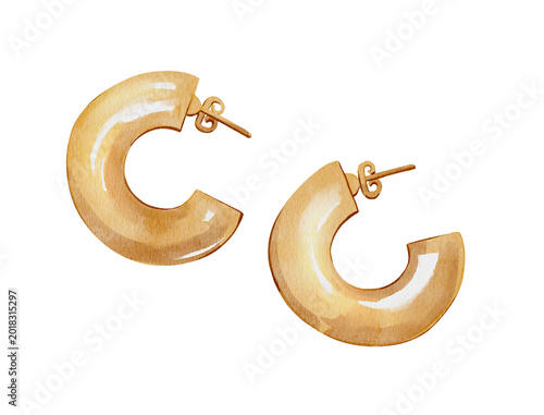 Fotografija Watercolor golden earrings