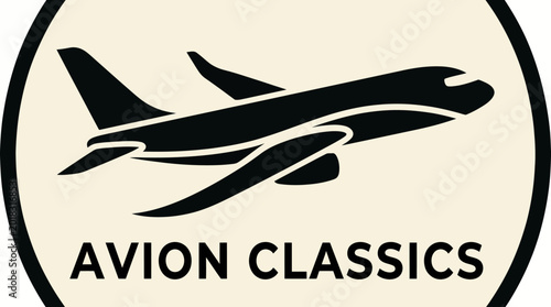 Foto Vintage airplane logo with text.