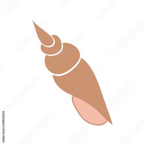 vector color seashell in a minimalist style in pastel colors on white background