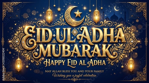 Elegant Eid Ul Adha Mubarak Greeting Islamic Festival Background
