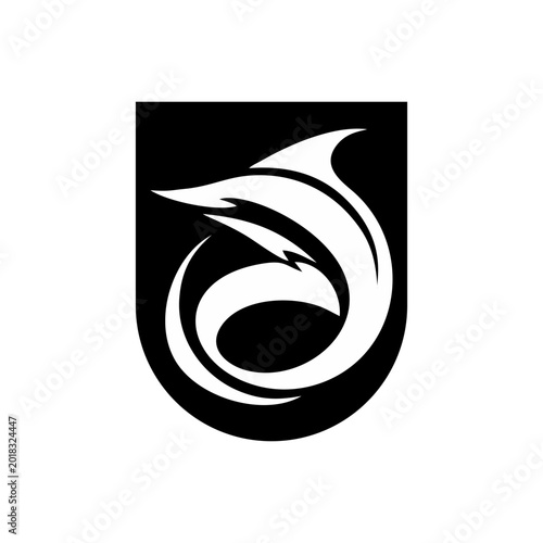 Set of marlin fish shield emblems in sport style. Perfect for team logo, fishing club, branding and merchandise design.