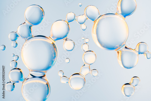 Cuadro en lienzo Abstract cosmetic molecule structure with transparent gel bubbles