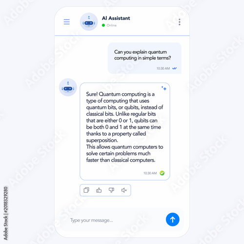 AI assistant response chat interface. vector illustration