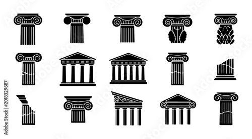 Konstfotografi Ancient Greek and Roman Architecture Elements, Classical Columns and Pediments,