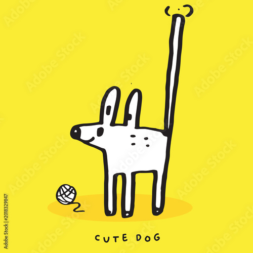 Hand drawing doodle cute dog vector illustration, Cute dog cartoon