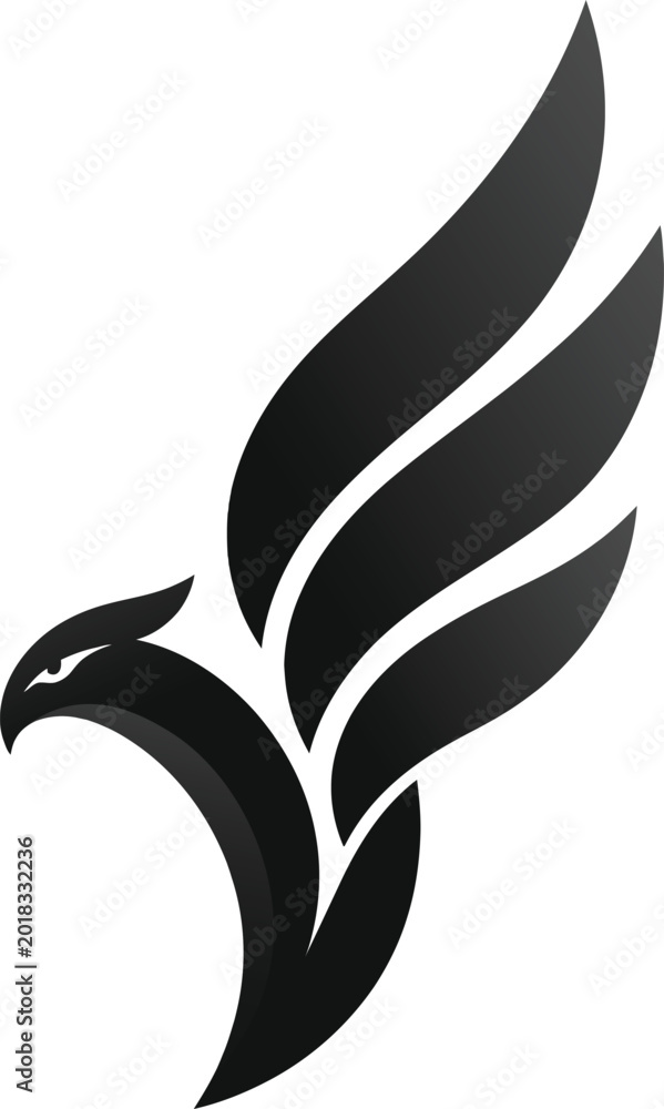 Fototapeta premium Minimalist eagle logo design, abstract bird silhouette icon