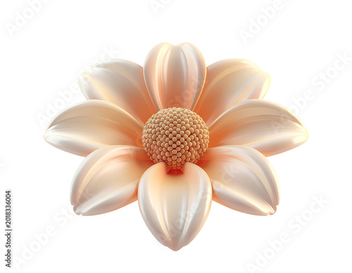 3D Rendered Peach Colored Flower with Detailed Center
