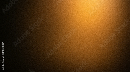 Abstract dark golden background with grainy texture and soft light gradient
