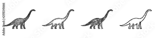 Bild auf Leinwand Sketch diplodocus icon design set