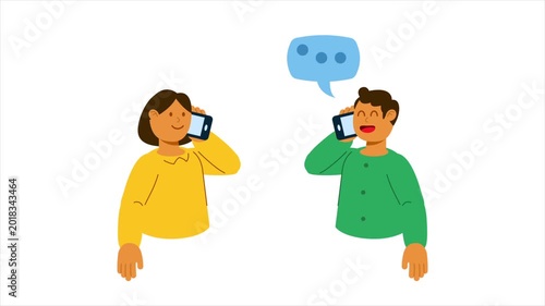 Two People Talking On Phone
