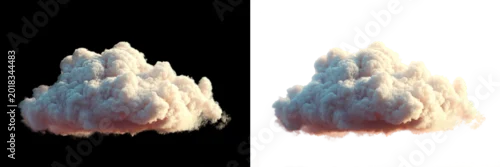 Panel kuchenny z motywem Realistic isolated white cloud transparent png with orange and blue light shading for natural weather overlay and atmospheric background design use in digital media projects
