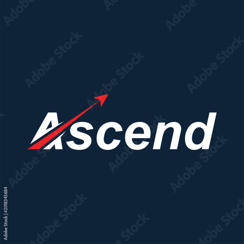 Photos typography text ascend logo design vector template