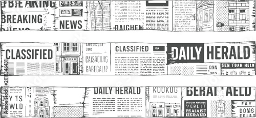 Foto Black and white newspaper clippings featuring headlines like breaking news class