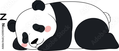 Sleeping panda bear with closed eyes