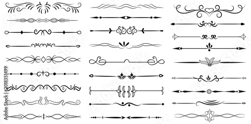 Bild auf Leinwand Elegant Ornamental Line Divider and Decorative Border Element Collection