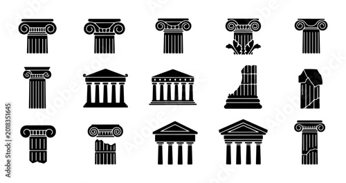 Obraz na płótnie Ancient Greek and Roman Column Styles, Architectural Elements, Classical Buildin