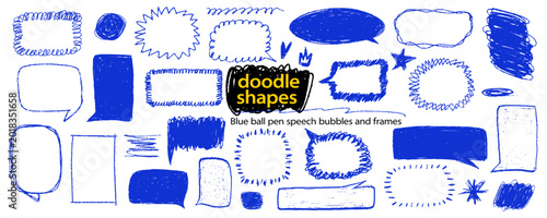 Fotografía Messy pen speech bubbles and frames set
