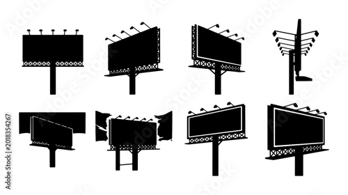 Foto Billboard Collection: Diverse Angles and Perspectives of Advertising Structures,