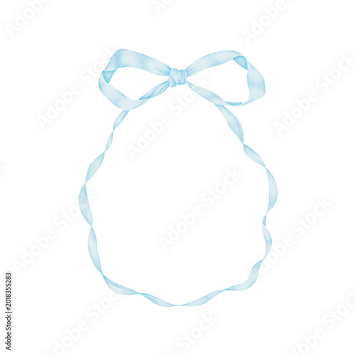 Light blue Ribbon Frame Watercolor Clipart