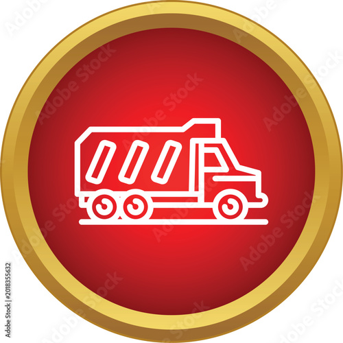 Dump truck outline graphic representing construction, mining, or hauling