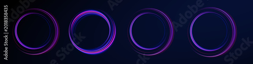 Tableau sur toile High Speed Motorsport Track With Illuminated Neon Trails, Dynamic Vehicle Motion