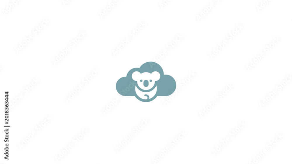 Obraz premium Cloud storage service featuring a stylized koala icon, symbolizing data security and accessibility in the digital age