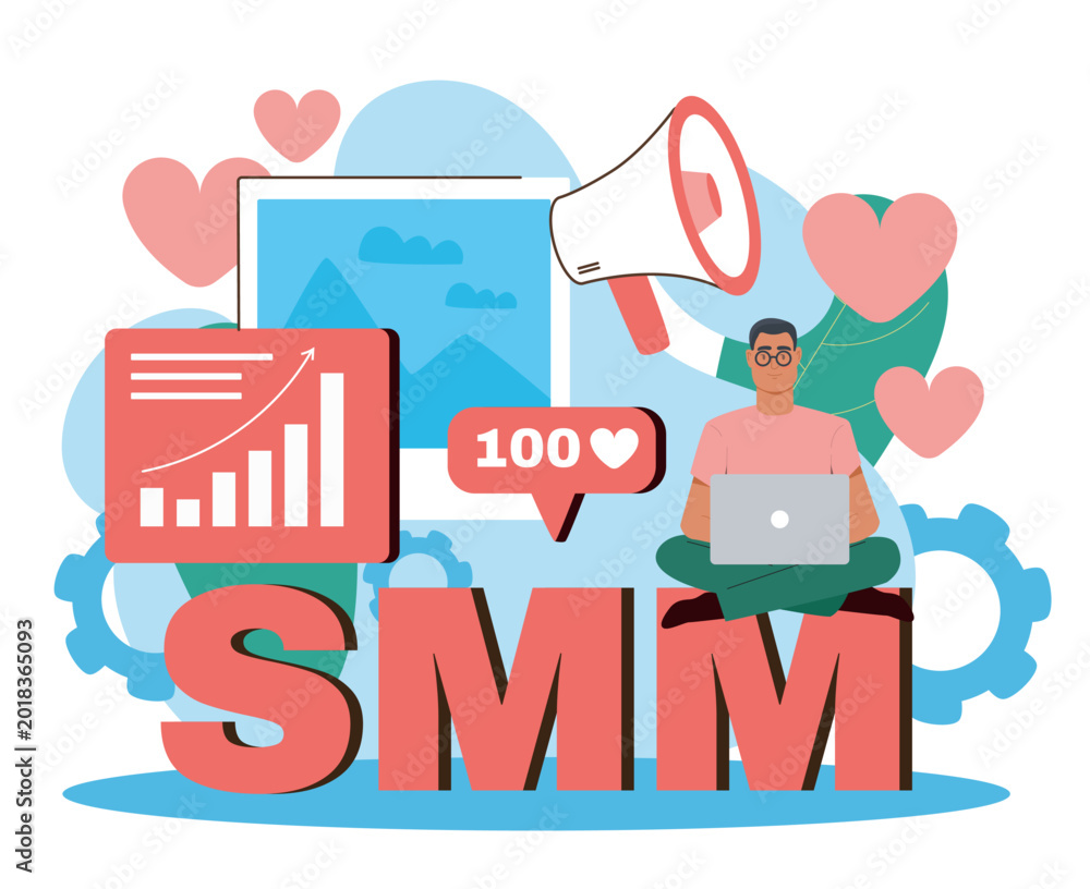 Naklejka premium SMM marketing concept. Vector illustration
