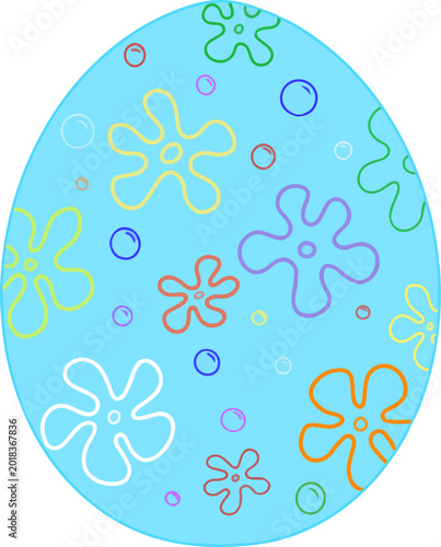 Tableau sur toile Blue Underwater Bubble Flower Pattern Easter Egg