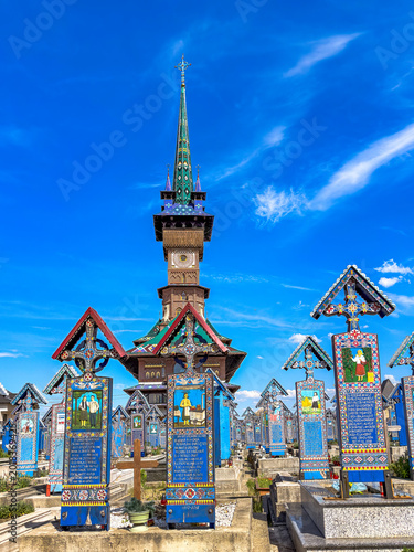 Merry Cemetery of Săpânța with Church, Maramureș, Romania