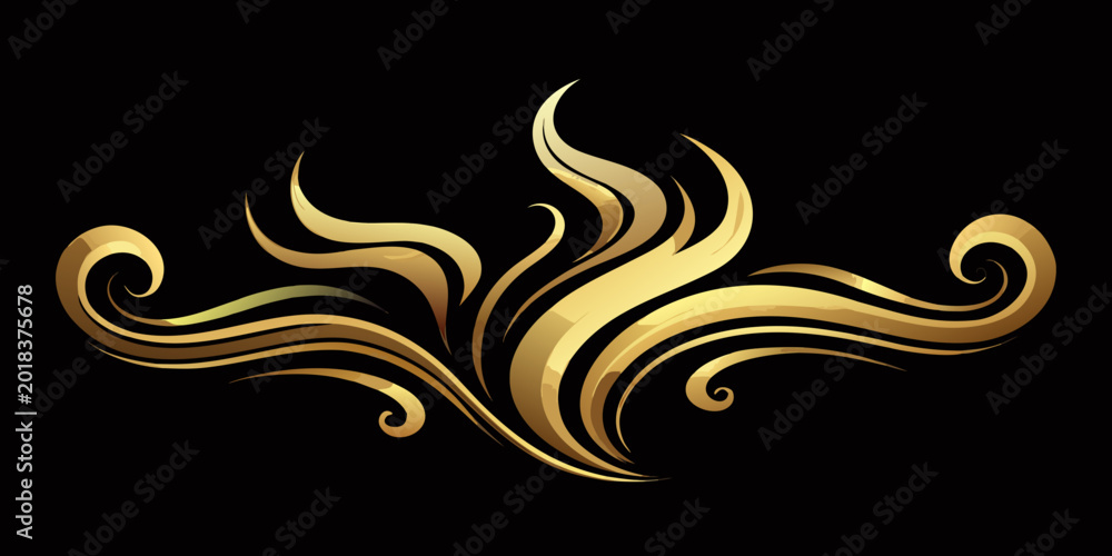 Fototapeta premium Elegant gold swirl decorative flourish design element, vector