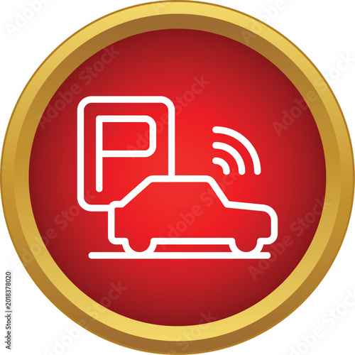 Bild auf Leinwand Icon presenting smart parking, car, and wireless signal within a red circle