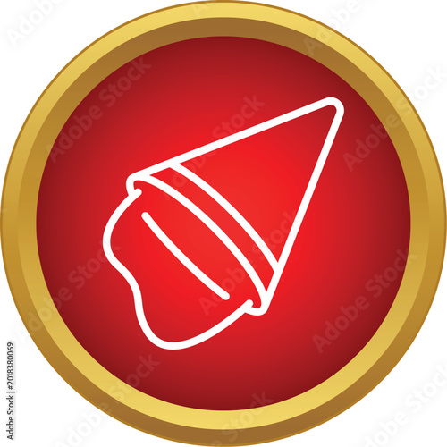 Fotografija Megaphone symbol representing communication and loudness on a red and gold butto