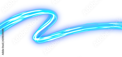 Curved Cyan Neon Beam Effect Transparent PNG