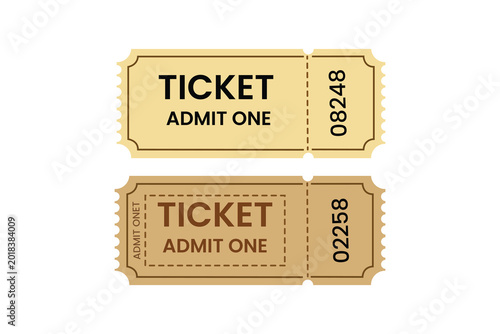 Cuadro en lienzo Admit one ticket stubs with numbers 08248 and 02258 vector illustration Vector