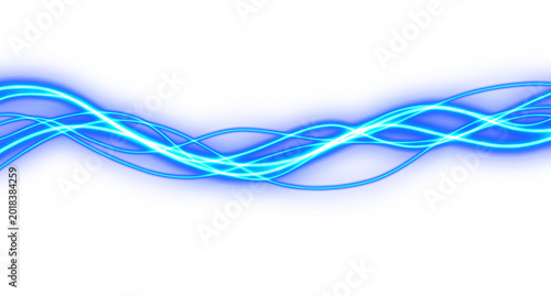 Futuristic Neon Energy Lines in Blue and Cyan