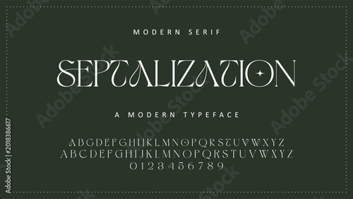 Slika na platnu Modern Serif, Specialization Typeface, Alphabet Font, Commercial Typography