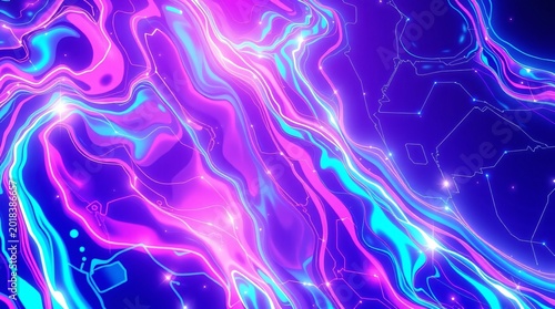 Electric Neon Holographic Foil Texture Abstract Background with Vivid Futuristic Style
