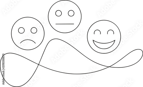 Emotions and feelings concept with smiley faces line art