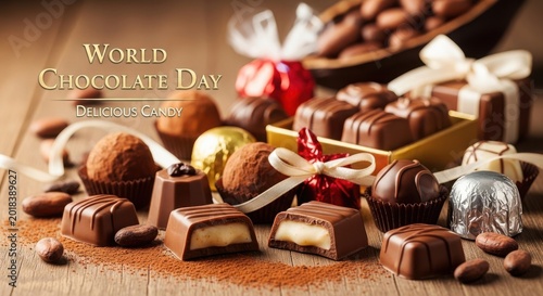 Assorted chocolate candies for world chocolate day celebration
