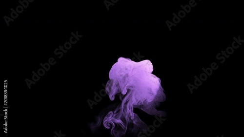 Dynamic purple smoke plume rising with gentle swirl and dissipating on transparent background 4K