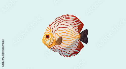 Foto Illustration of a colorful discus fish isolated on a light blue background