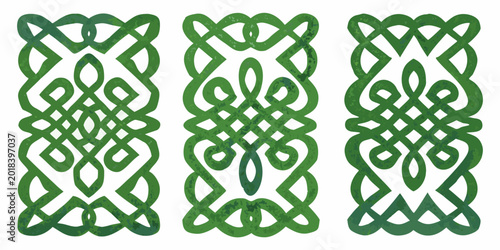 celtic knot designs three square decorative knots on white background