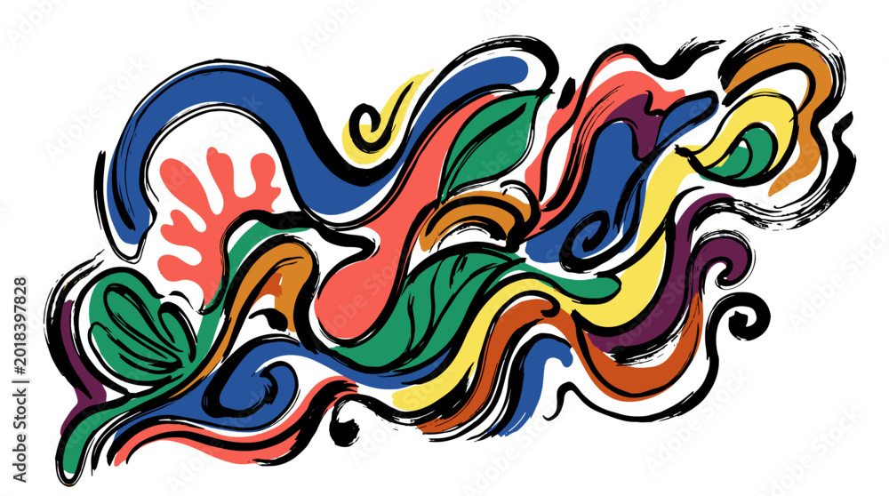 Fototapeta premium Abstract colorful flowing shapes with vibrant hues and dynamic movement