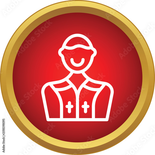 Canvas-taulu Stylized icon showing a smiling priest figure with crosses on his vestment