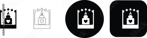 Cuadro en lienzo Heart cake with flame and star accents in multiple formats emblem badge